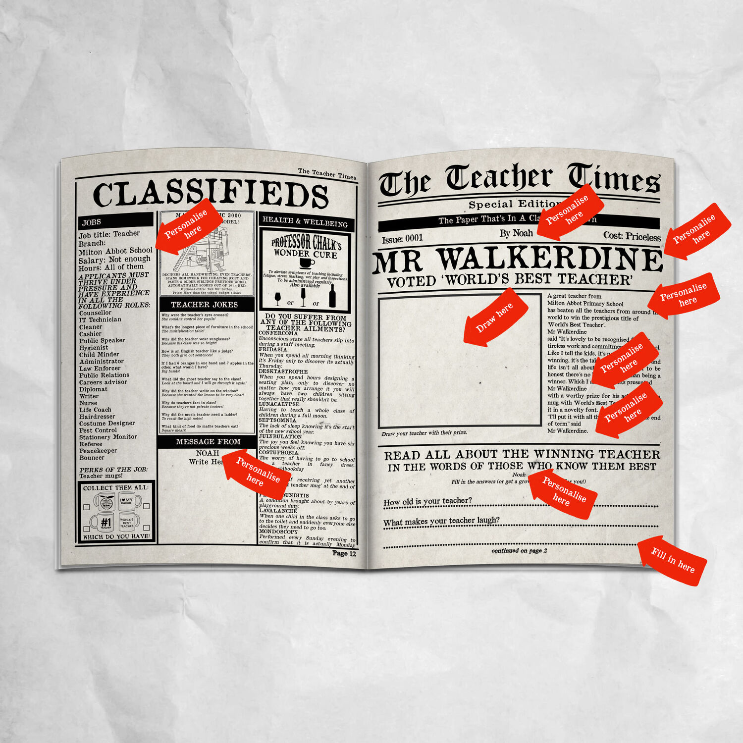 The Teacher Times' Personalised Newspaper for Teachers from £11.95