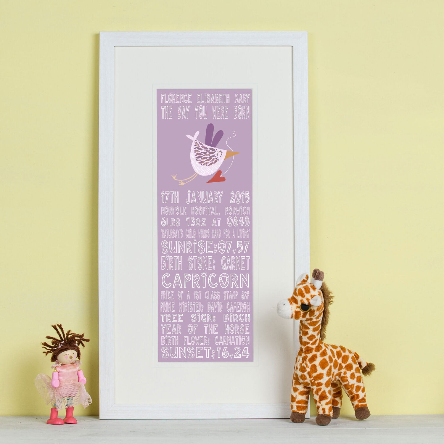 Personalised Day You Were Born Print Day of Birth Print Various Themes 