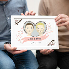 Personalised Illustrated Same Sex Couple Print for Men