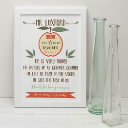 Personalised Illustrated 'The Best Teacher' Print alternative