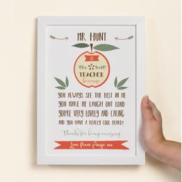 Personalised Illustrated 'The Best Teacher' Print