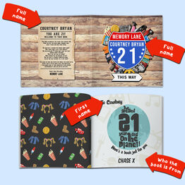 Personalised 'Memory Lane' 21st Birthday Book US Edition alternative