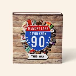 Personalised 'Memory Lane' 90th Birthday Book US Edition