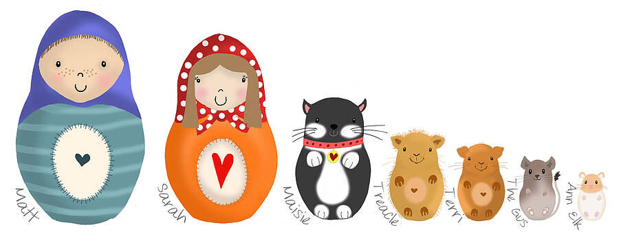 Russian Doll Family Portrait Personalised Print from £
