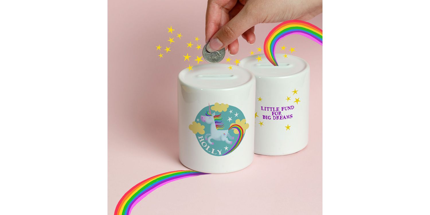 Personalised Unicorn Money Box only £12.50