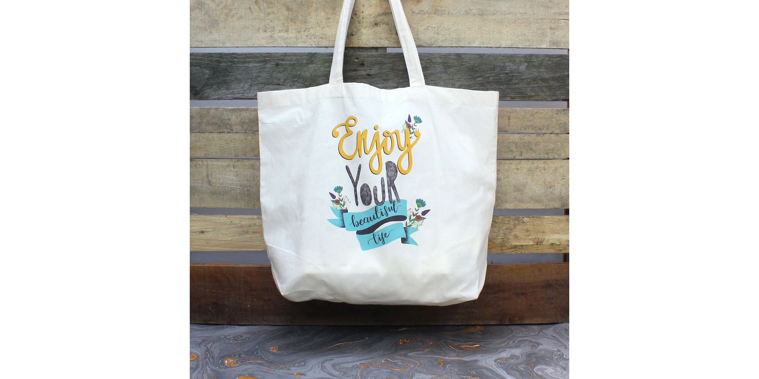Enjoy Your Beautiful Life Illustrated Tote Bag from £14.00