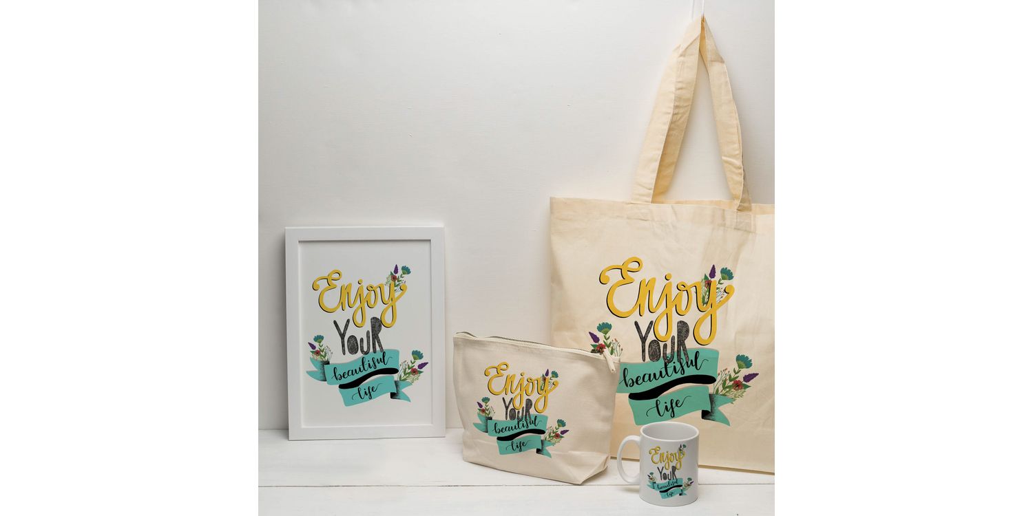 Enjoy Your Beautiful Life Illustrated Tote Bag from £14.00