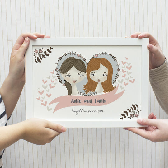 Personalised Illustrated Same Sex Couple Print for Women