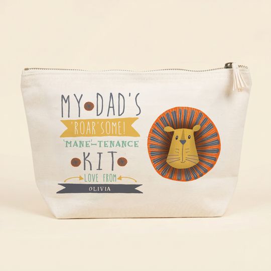 Personalised 'Roar Some' Washbag For Dad