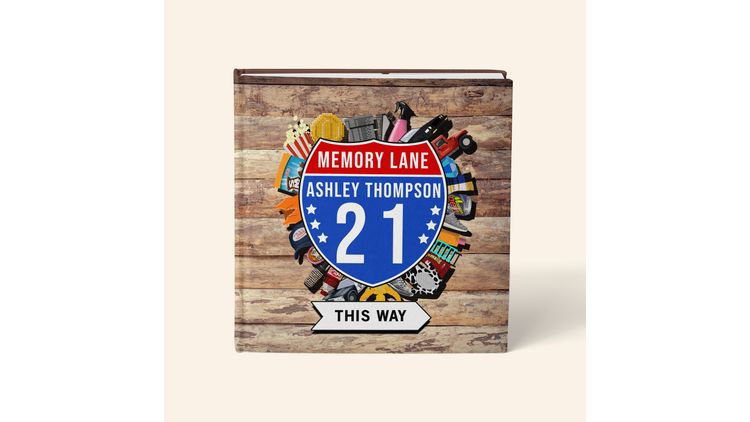 Personalised 'Memory Lane' 21st Birthday Book US Edition